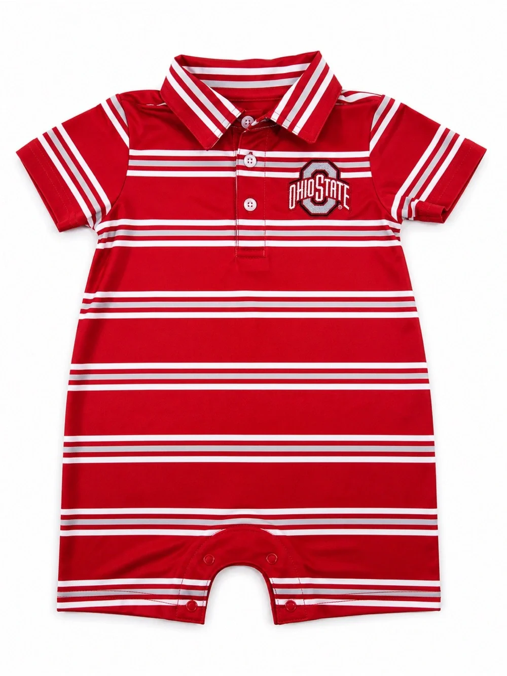 Ohio State Buckeyes Baby Boys Polo Romper 12M Red White Striped NWT Game Day